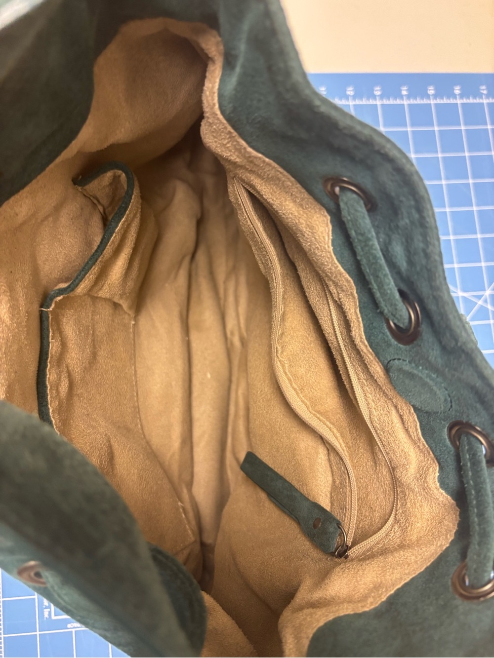 Charles David Teal Suede Drawstring Hobo Bag - Picture 3 of 3